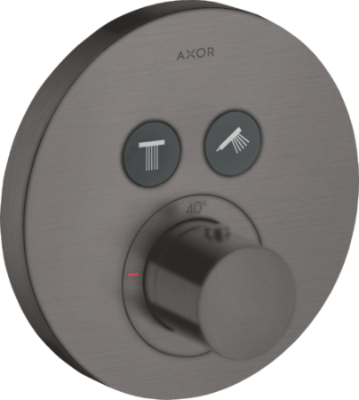 Купить купить термостат axor showerselect highflow для 2 потребителей, скрытого монтажа, круглый, шлифованный черный, хром арт. 36723340