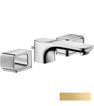 Купить купить смеситель для раковины axor urquiola 50, на 3 отверстия, с отдельными розетками, со сливным гарнитуром, полированное золото арт. 11041990