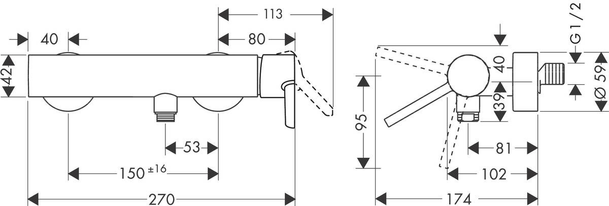 Купить купить смеситель для душа axor starck, внешнего монтажа, с плоской рычаговой рукояткой, хром арт. 10665000