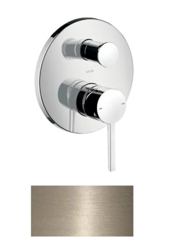 Купить купить смеситель для ванны axor starck, однорычажный, скрытого монтажа, с плоской рычаговой рукояткой, шлифованный никель арт. 10414820