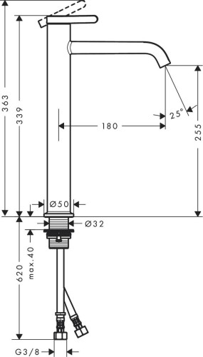 Купить купить смеситель для раковины axor select 260, с рычаговой рукояткой, со сливным гарнитуром, шлифованная бронза арт. 48002140