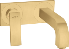 Смеситель для раковины AXOR Citterio настенный, с рычаговой рукояткой, изливом 220 мм, с панелью, матовое золото арт. 39119250