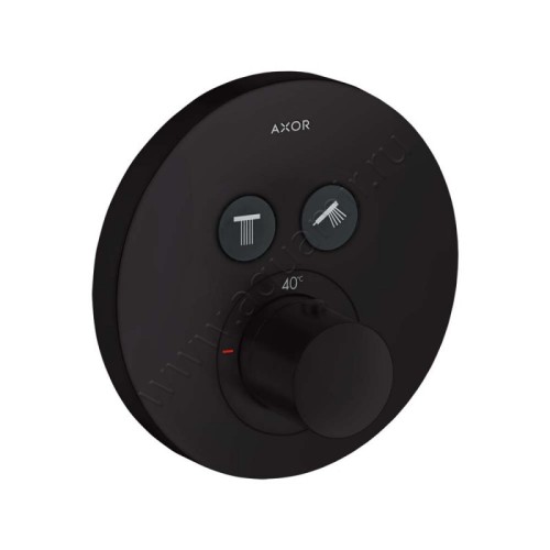 Купить купить термостат axor showerselect highflow для 2 потребителей, скрытого монтажа, круглый, матовый черный арт. 36723670