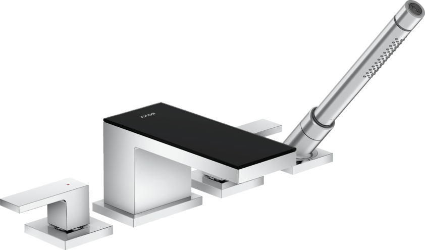 Купить купить смеситель на край ванны axor myedition на 4 отверстия, зеркальный черный, хром арт. 47430600
