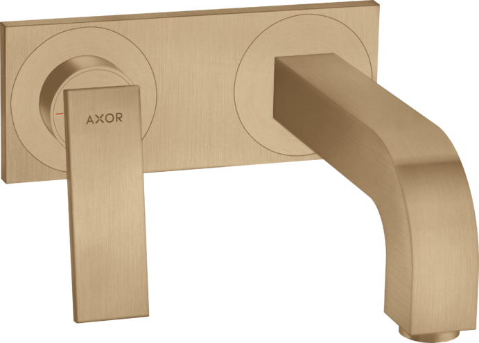 Купить купить смеситель для раковины axor citterio настенный, с рычаговой рукояткой, изливом 220 мм, с панелью, матовая бронза арт. 39119140