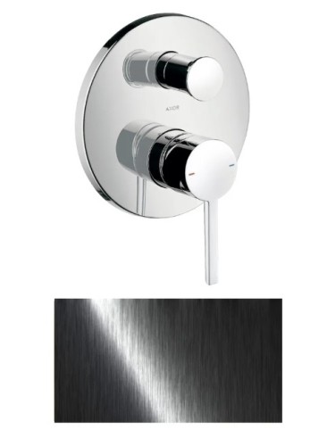 Купить купить смеситель для ванны axor starck, однорычажный, скрытого монтажа, с плоской рычаговой рукояткой, шлифованный черный, хром арт. 10414340