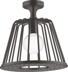 Верхний душ AXOR LampShower/Nendo 275 1jet, с потолочным подсоединением, шлифованный черный, хром арт. 26032340