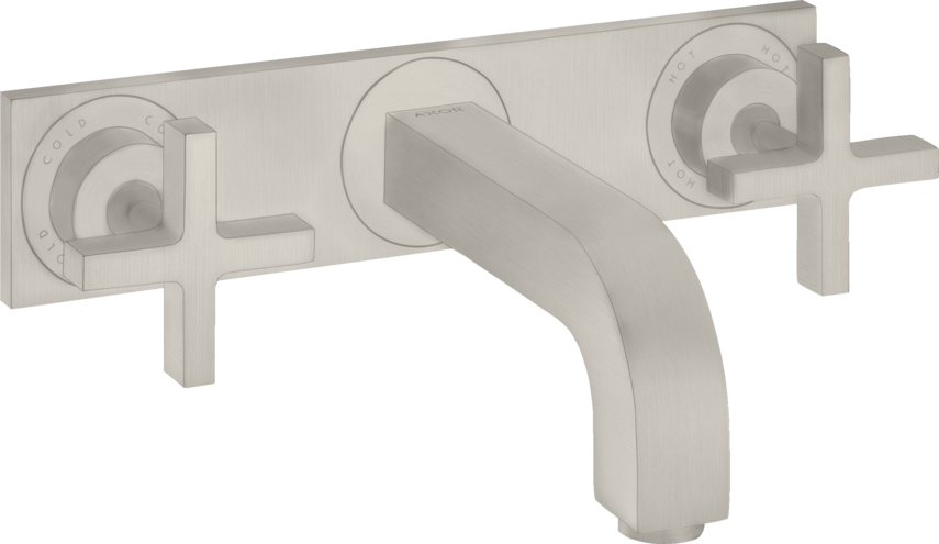 Купить купить смеситель для раковины axor citterio на 3 отверстия, скрытого монтажа, с изливом 226 мм, с крестообразными рукоятками, с панелью, сталь арт. 39144800