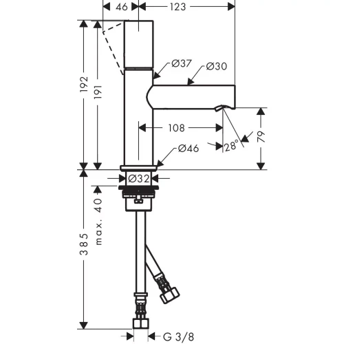 Купить купить смеситель для раковины axor uno 80, с рукояткой zero с незапираемым сливным набором, шлифованный никель арт. 45005820