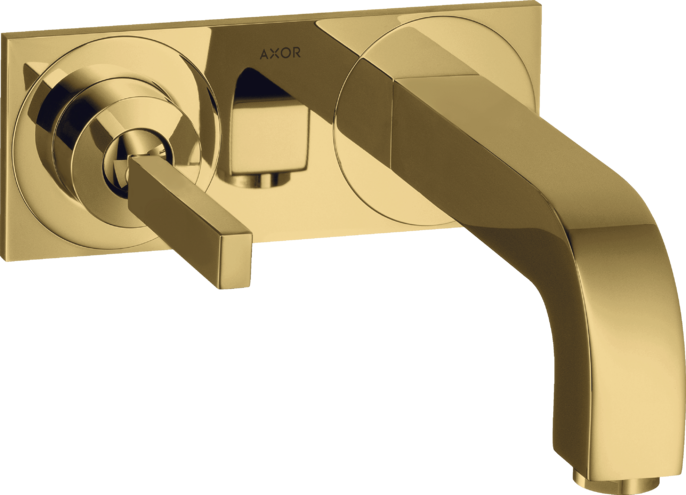 Купить купить смеситель настенный для раковины axor citterio с тонкой рукояткой, с изливом 220 мм, полированное золото арт. 39115990