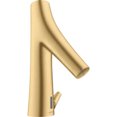 Смеситель для раковины Axor Starck Organic, электронный, с регулировкой температуры, питание от батареек, шлифованное золото арт. 12171250