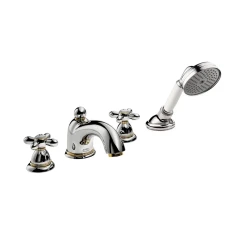 Смеситель для ванны AXOR Carlton на 4 отверстия монтаж на плитку с крестовыми рукоятками 1/2, хром арт. 17451000