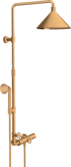 Душевая система AXOR Showers/Front Showerpipe с термостатом и верхним душем 240 2jet, шлифованное золото арт. 26020250