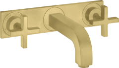 Смеситель для раковины AXOR Citterio на 3 отверстия, скрытого монтажа, с изливом 226 мм, с крестообразными рукоятками, с панелью, матовая латунь арт. 39144950