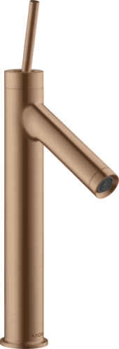 Купить купить смеситель для раковины axor starck 170, однорычажный, с тонкой рукояткой, с не запираемым сливным набором, шлифованное красное золото арт. 10123310