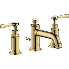 Смеситель для раковины Axor Montreux 30, на 3 отверстия, с рычаговыми рукоятками, со сливным гарнитуром, полированная медь арт. 16535930