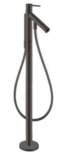 Купить купить смеситель для ванны напольный axor starck, однорычажный, с плоской рычаговой рукояткой, шлифованный черный, хром арт. 10455340