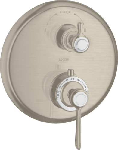 Купить купить термостат axor montreux запорный вентиль переключатель потоков с крестовой рукояткой для скрытого монтажа, шлифованный никель арт. 16821820
