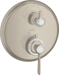 Термостат AXOR Montreux запорный вентиль переключатель потоков с крестовой рукояткой для скрытого монтажа, шлифованный никель арт. 16821820