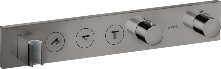 Купить купить термостат axor showersolutions select 530/90, для 3 потребителей, скрытого монтажа, полированный черный, хром арт. 18356330