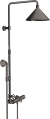Душевая система AXOR Showers/Front Showerpipe с термостатом и верхним душем 240 2jet, шлифованный черный, хром арт. 26020340