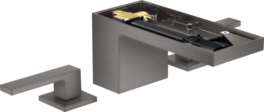 Купить купить смеситель для раковины axor myedition на 3 отверстия 70 со сливным клапаном push-open с алмазной огранкой, матовый черный, хром арт. 47052340