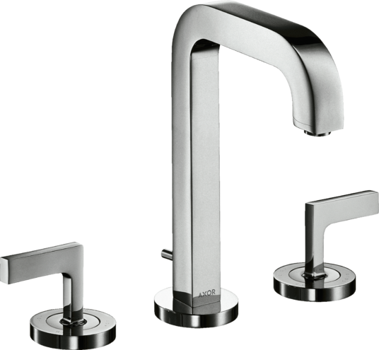 Купить купить смеситель для раковины axor citterio на 3 отверстия, 170, с изливом 140 мм, с рычаговыми рукоятками, с отдельными розетками, со сливным гарнитуром, хром арт. 39135000