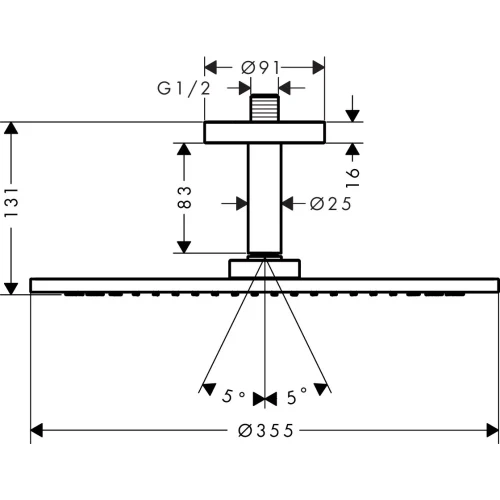 Купить купить верхний душ axor showersolutions 350 1jet, с потолочным подсоединением, хром арт. 26035000