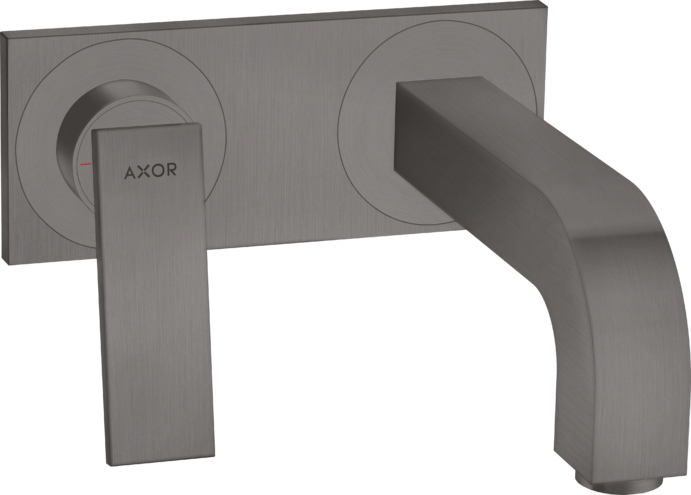 Купить купить смеситель для раковины axor citterio настенный, с рычаговой рукояткой, изливом 220 мм, с панелью, матовый черный, хром арт. 39119340