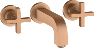 Купить купить смеситель для раковины axor citterio на 3 отверстия, скрытого монтажа, с изливом 162 мм, с крестообразными рукоятками, с отдельными розетками, матовая бронза арт. 39313140