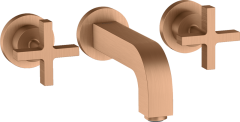 Смеситель для раковины AXOR Citterio на 3 отверстия, скрытого монтажа, с изливом 162 мм, с крестообразными рукоятками, с отдельными розетками, матовая бронза арт. 39313140