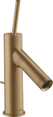 Купить купить смеситель для раковины axor starck, однорычажный, с тонкой рукояткой, для гостевой раковины, со сливным гарнитуром, шлифованная бронза арт. 10116140