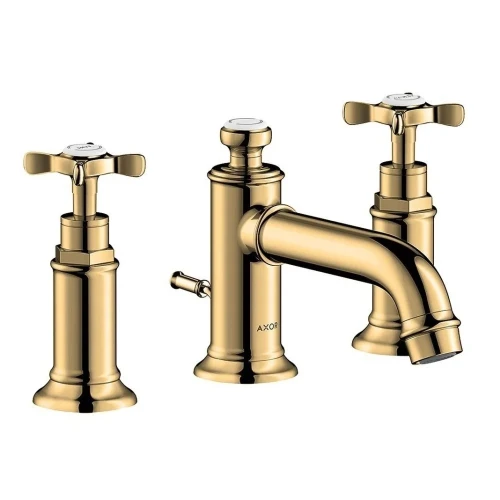 Купить купить смеситель для раковины axor montreux 30, на 3 отверстия, с крестообразными рукоятками, со сливным гарнитуром, полированная бронза арт. 16536130