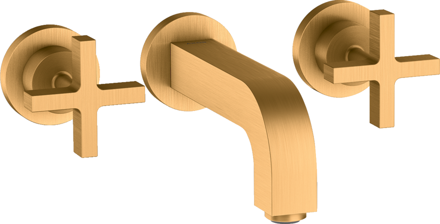 Купить купить смеситель для раковины axor citterio на 3 отверстия, скрытого монтажа, с изливом 162 мм, с крестообразными рукоятками, с отдельными розетками, матовое золото арт. 39313250