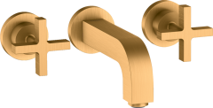 Смеситель для раковины AXOR Citterio на 3 отверстия, скрытого монтажа, с изливом 162 мм,  с крестообразными рукоятками, с отдельными розетками, матовое золото арт. 39313250