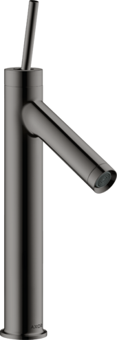 Купить купить смеситель для раковины axor starck 170, однорычажный, с тонкой рукояткой, с не запираемым сливным набором, полированный черный, хром арт. 10123330