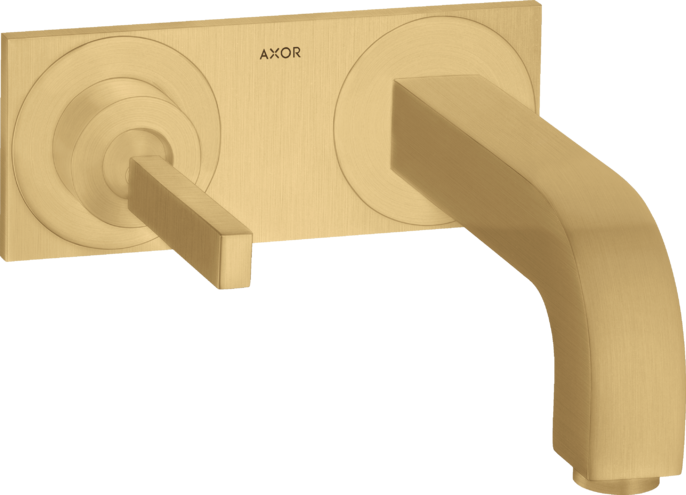 Купить купить смеситель для раковины axor citterio настенный, с тонкой рукояткой, с изливом 160 мм, с панелью, матовое золото арт. 39112250