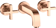 Купить купить смеситель для раковины axor citterio на 3 отверстия, скрытого монтажа, с изливом 162 мм, с крестообразными рукоятками, с отдельными розетками, полированное красное золото арт. 39313300