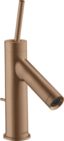 Купить купить смеситель для раковины axor starck, однорычажный, с тонкой рукояткой, для гостевой раковины, со сливным гарнитуром, шлифованное красное золото арт. 10116310