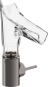 Купить купить смеситель для раковины axor starck v, однорычажный, 140, со стеклянным изливом, с фасетной огранкой, с не запираемым сливным набором, шлифованный черный, хром арт. 12123340