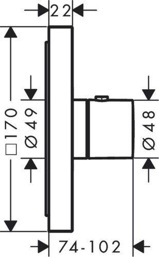 Купить купить термостат axor showerselect highflow, скрытого монтажа, квадратный, матовый черный, хром арт. 36718340