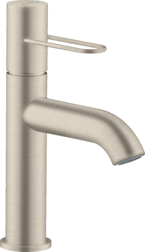 Купить купить смеситель для раковины axor uno 100, с рукояткой-петлей, с незапираемым сливным набором, шлифованный никель арт. 38026820