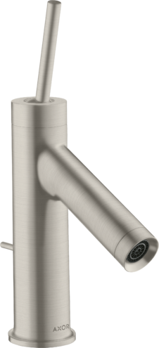 Купить купить смеситель для раковины axor starck, однорычажный, с тонкой рукояткой, для гостевой раковины, со сливным гарнитуром, сталь арт. 10116800