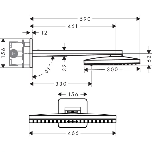 Купить купить верхний душ axor showersolutions 460/300 2jet, с держателем, с розеткой softsquare, хром арт. 35275000