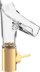 Смеситель для раковины Axor Starck V, однорычажный, 140, со стеклянным изливом, с фасетной огранкой, с не запираемым сливным набором, шлифованная медь арт. 12123950