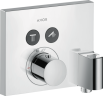 Купить купить термостат axor showerselect для 2 потребителей, скрытого монтажа, квадратный, со шланговым подключением и держателем душа, хром арт. 36712000