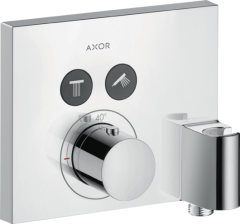 Термостат AXOR ShowerSelect для 2 потребителей, скрытого монтажа, квадратный, со шланговым подключением и держателем душа, хром арт. 36712000