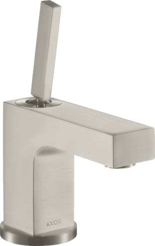 Купить купить смеситель для раковины axor citterio 80, с тонкой рукояткой, для гостевой раковины, со сливным гарнитуром, сталь арт. 39015800