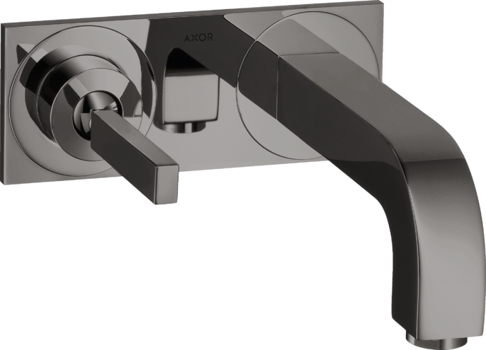 Купить купить смеситель для раковины axor citterio настенный, с тонкой рукояткой, с изливом 160 мм, с панелью, полированный черный, хром арт. 39112330