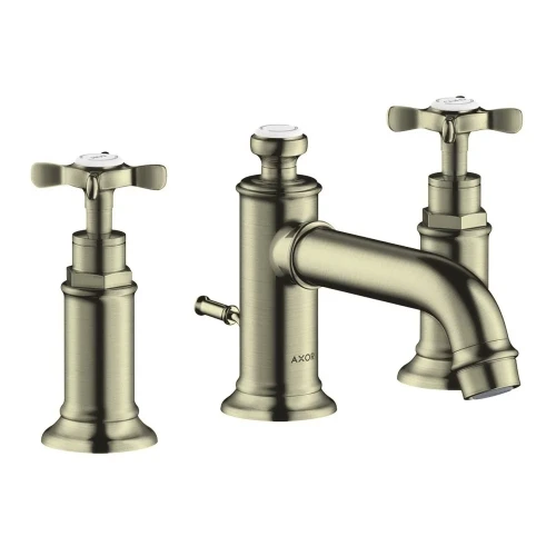 Купить купить смеситель для раковины axor montreux 30, на 3 отверстия, с крестообразными рукоятками, со сливным гарнитуром, сталь арт. 16536800